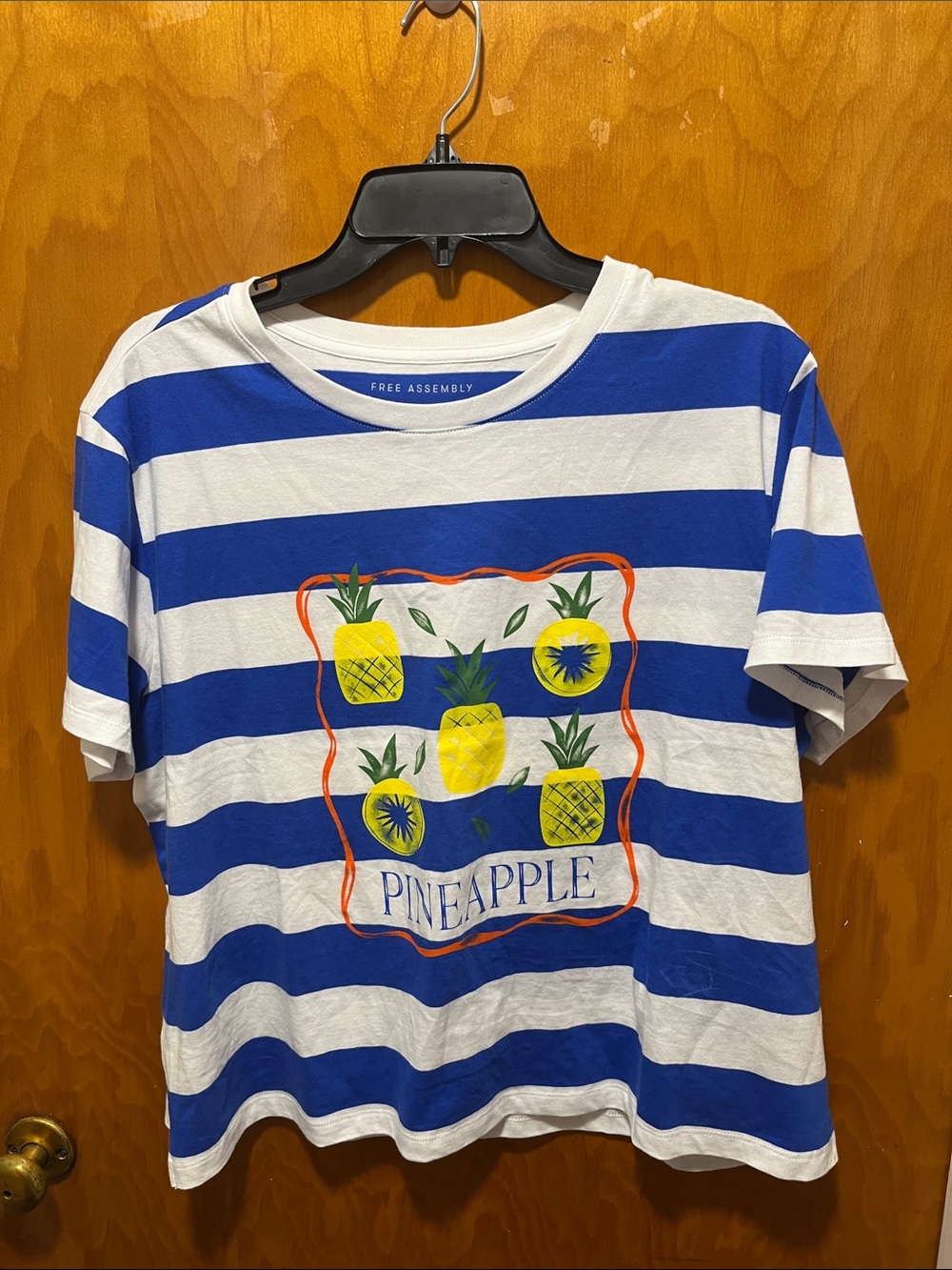 Girls' Blue & White Striped Pineapple Tee